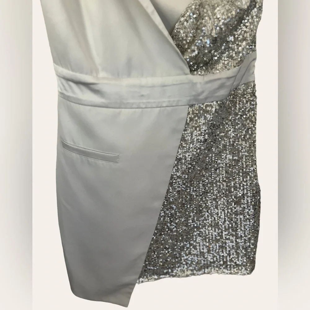 Elle Zeitoune Alexa Silver Cocktail Dress Size M - Picture 10 of 11